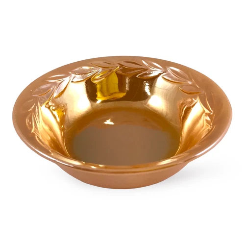 Vintage Fire King Oven Ware Dessert Bowl Peach Luster Laurel Leaf Wheat