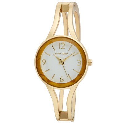 【稼働/良品】LAURA ASHLEY クオーツ ゴールド レディース Laura Ashley Women's 28mm Faceted Crystal Bangle Watch