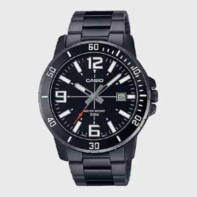 CASIO Herren Quarzuhr MTP-VD01B-1B | Schwarz ionenplattiertes Edelstahlgeh?us...