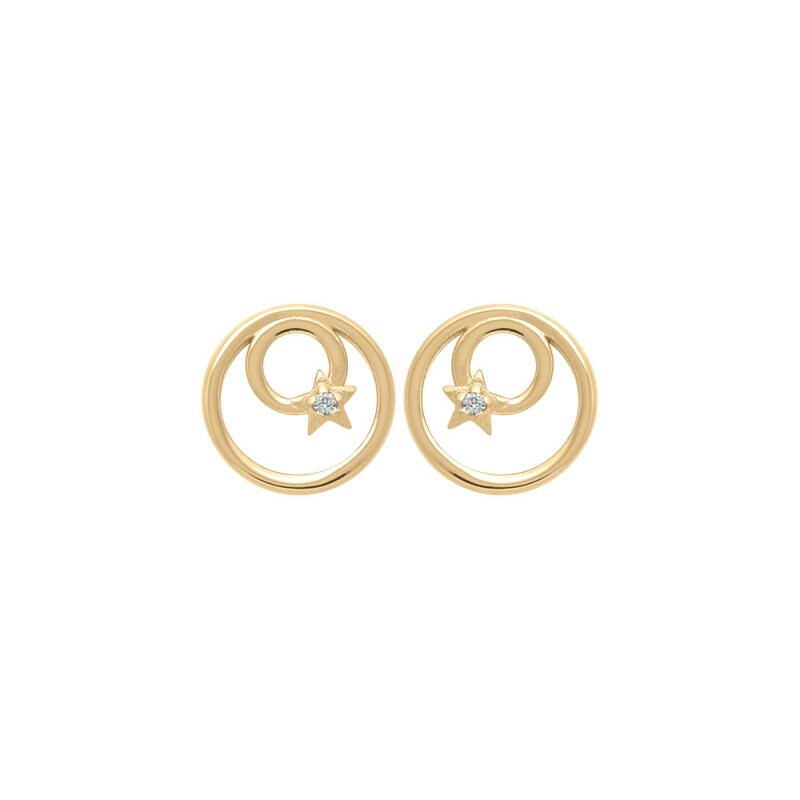Boucles d'oreilles cercles étoiles plaqué or et zircons pour illuminer vos tenues de bureau