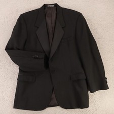 Clubman Tuxedo M Black Worsted Wool Twill Jacket Satin Lapel Made in USA 41R