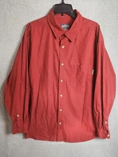 Woolrich Mid Weight Mens Xl Red Button Down Long Sleeve Shirt 100% Cotton