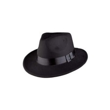 Swifty Fedora Hat Black 1920s Gangster Hat Deluxe Adults Fancy Dress Mens Ladies