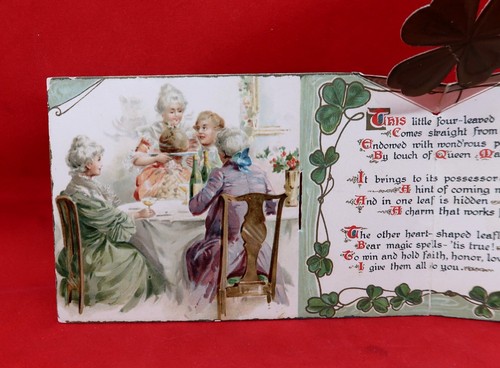 Early 1900's Nister #165 Christmas Pop Out Card 4 Leaf Clover Rare Find! - Picture 5 of 8