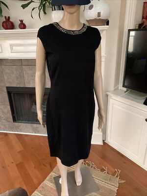 NWT Ralph Lauren Women's Black Embellished Sweater Dress Size L MSRP$198 |  eBay