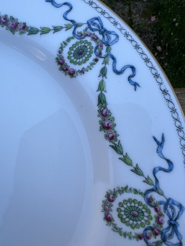Set Of 12 Antique Tiffany & Co Spode 9” Dinner Plates Ribbons + Flower Rings - Picture 17 of 18