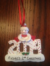 Personalized 2014 Snowman Boy / Girl Christmas Ornament