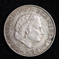 1955 Netherlands Silver ASW .1505  1 GULDEN B521 RX