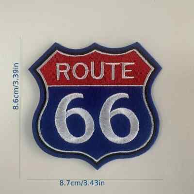 Route 66 Aufbügler / Aufnähen gestickter Patch Abzeichen