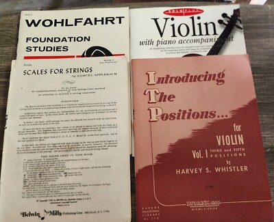 Lot (4) Play Violin Books - Wohlfahrt Applebaum Whistler Solo Plus - GOOD