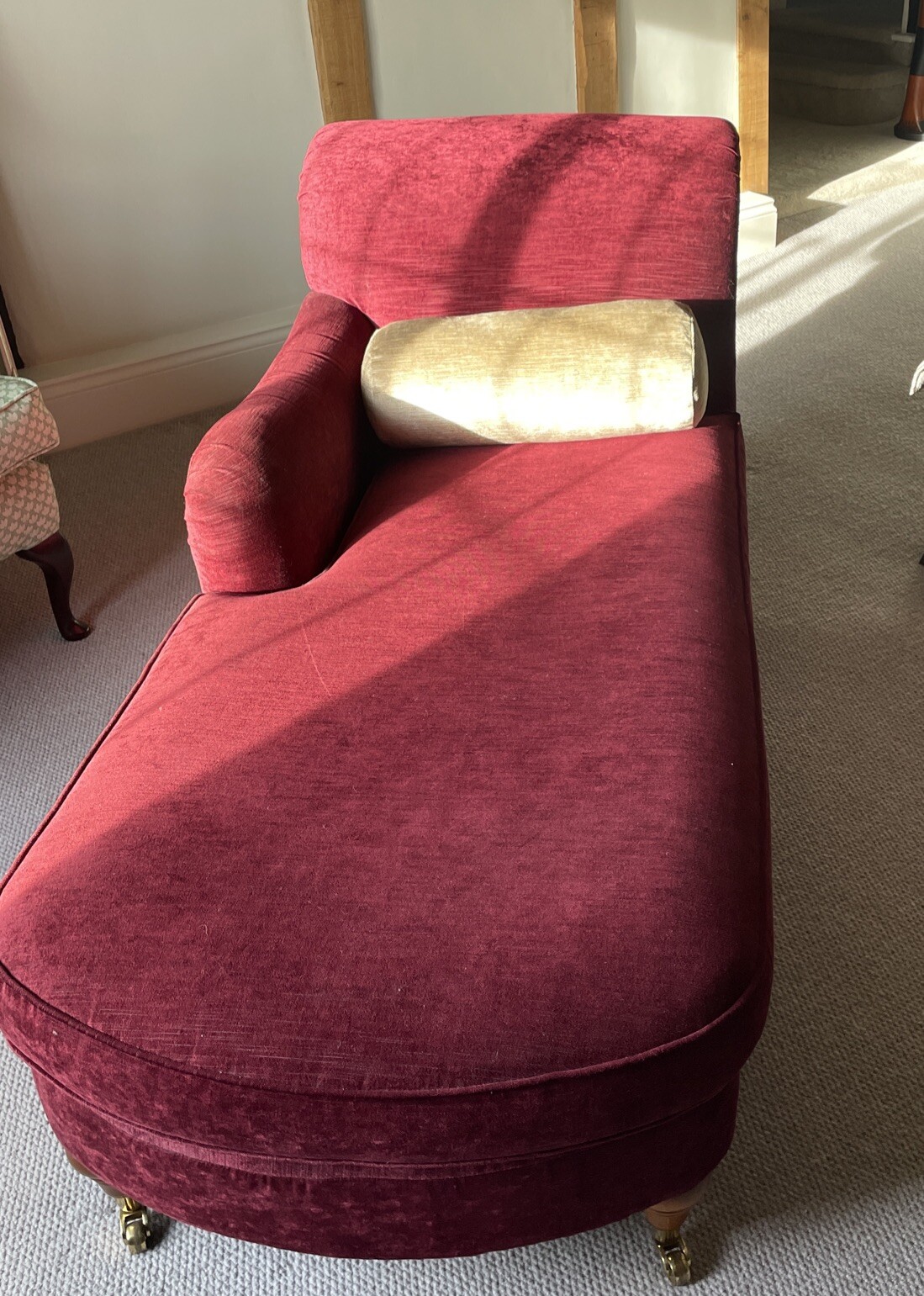 Laura Ashley Gloucester Cranberry Red Velvet Chaise Longue Rrp £1150 eBay
