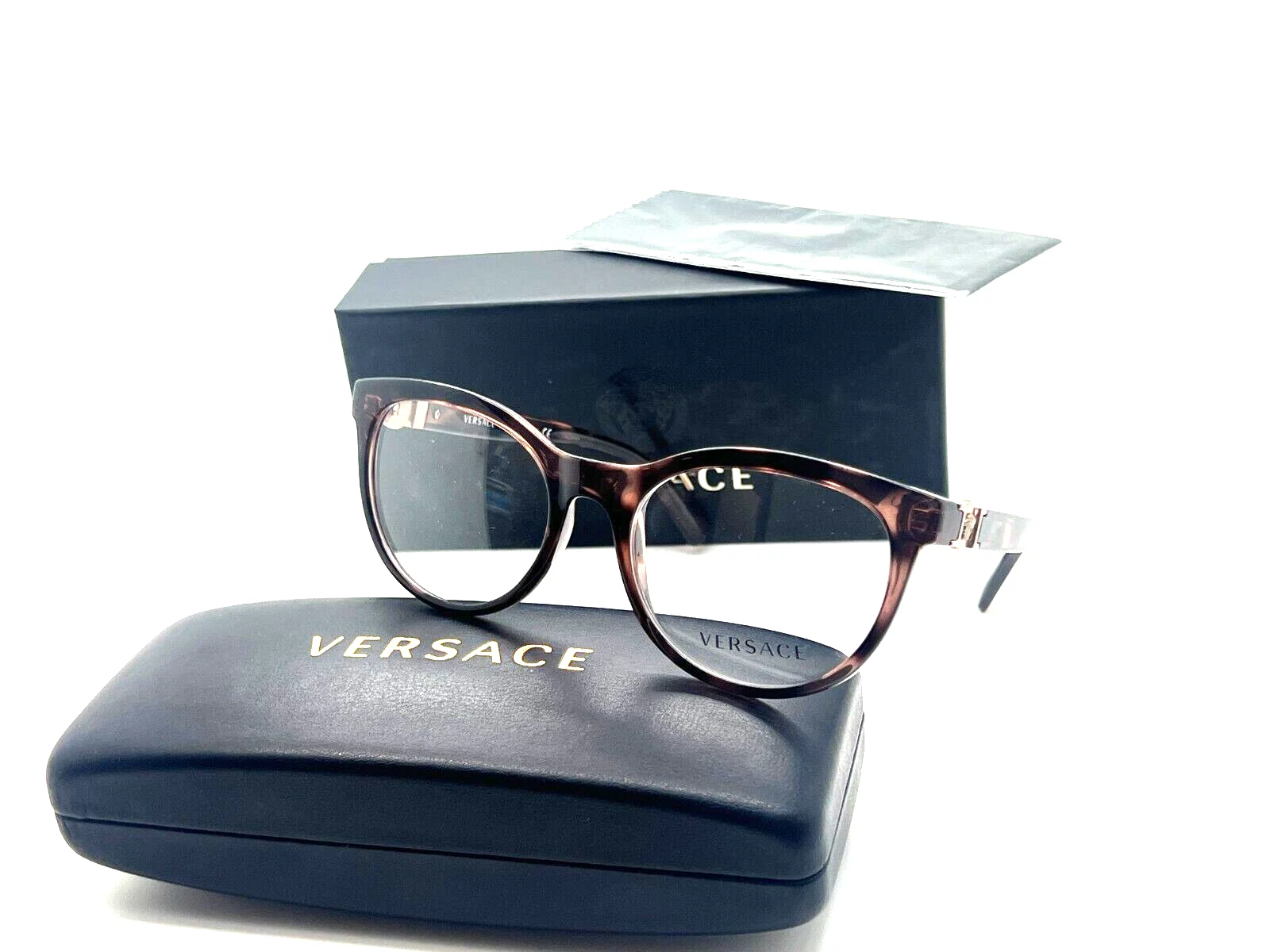 Versace Women's Eyeglasses MOD 3247 5259 HAVANA BROWN SPOTTED 53 18 140MM NIB