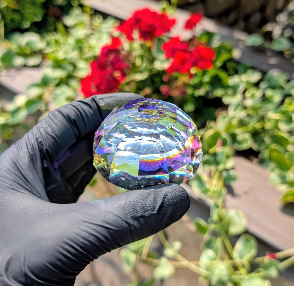 Cristal de Swarovski: media bola facetada grande efecto aurora boreal VEGA de 62 mm Foto 2 de 4