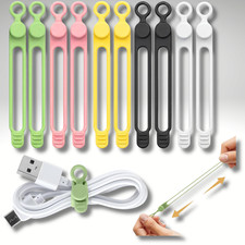 10 Pcs Silicone Cable Ties, Reusable Data Cable Organizer Wire Organizers for Of