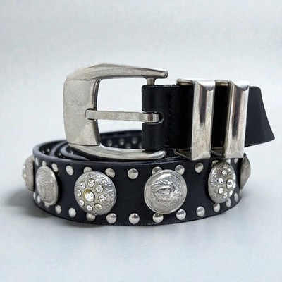 Rare 90s Gianni Versace Studded Leather Medusa Black belt | eBay