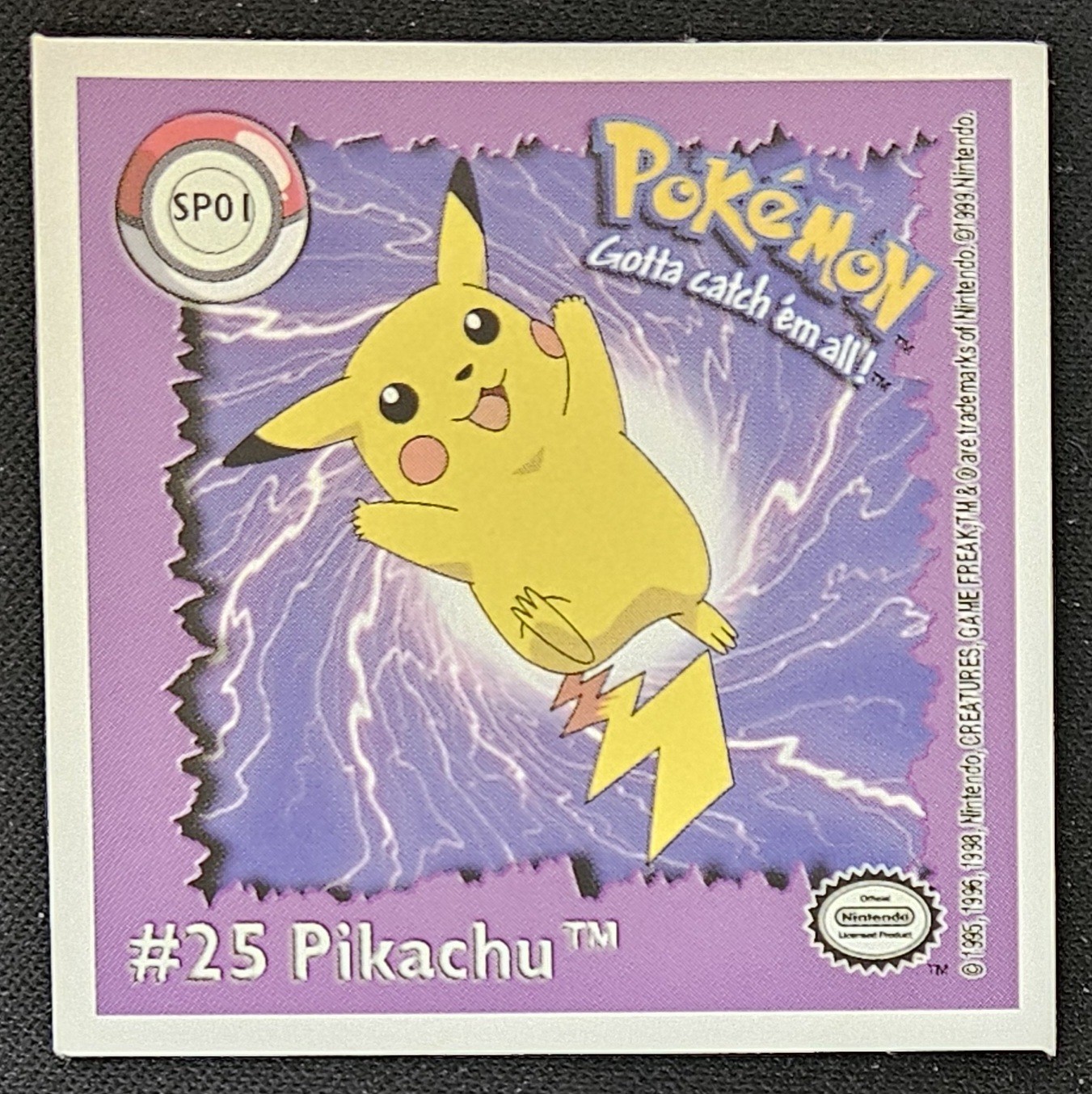 Pikachu SP01 Artbox Action Flipz Premier Edition Vintage Sticker Pokémon 1999 NM