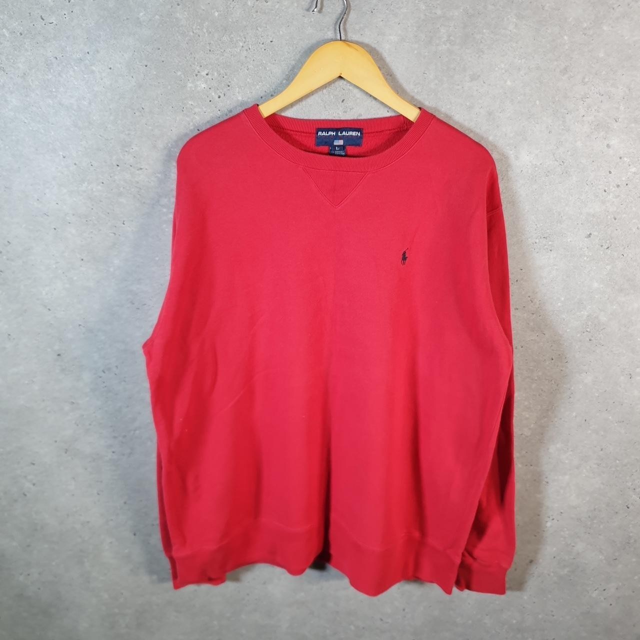 Vintage Ralph Lauren Polo Sport Felpa Uomo Grande Rosso Cotone Pullover Pony