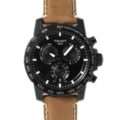 Tissot T1256173605101 Supersport Chrono Watch Black Brown Stainless 45 5mm