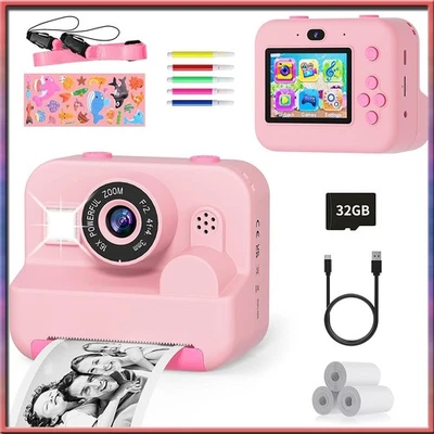 Sofortbildkamera Kinderkamera 1080p HD Digital Kamera Fotoapparat Fr Kinder 32GB