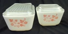 Gooseberry Pyrex 501 1.5 cup & 502 1.5 pint Refrigerator Dishes with Lids