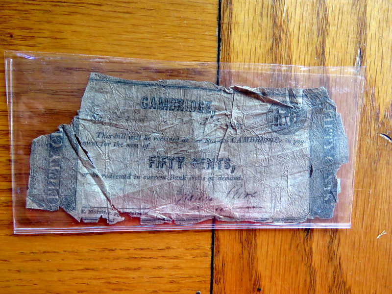 1837 Cambridge Mass.  Fifty Cent Obsolete Currency H4