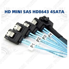 1 x 1M/3.3FT Mini SAS SFF-8643 to 4 SATA Round Cable Connect to Hard Drive Cable