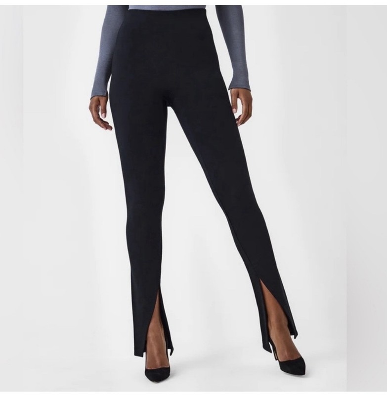 Spanx The Perfect Front Slit Legging L Black Chic Officecore Workwear Ponte