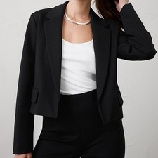 NEW Banana Republic Black Ponte Cropped Tailored Blazer Office SMALL