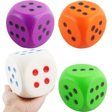 4 Pcs Jumbo Foam Dice Set 4 Inch Large Rounded Edge Playing Dice for Classroo...