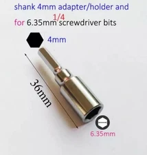 Micro Bit Adapter Hex 4mm to 6.35mm 1/4" Screwdriver Bits Magnetic Fits Ifixit