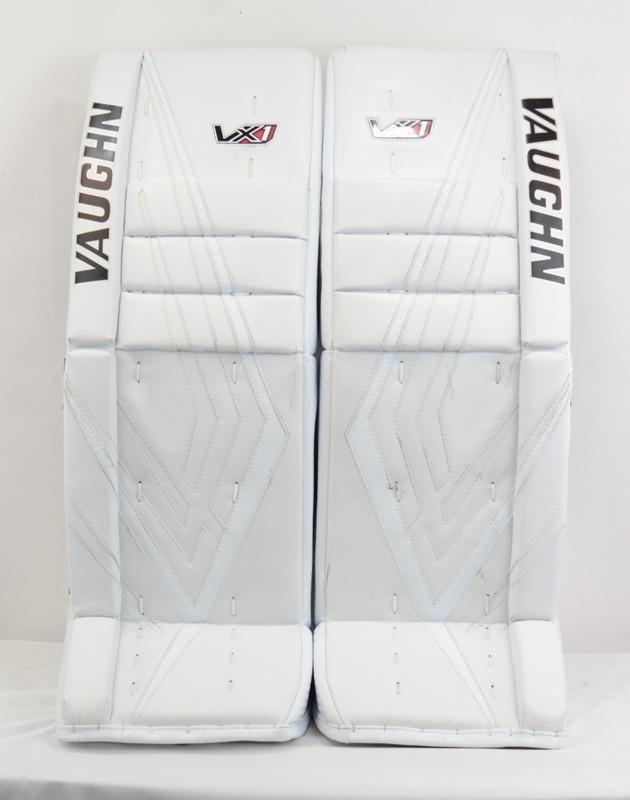 Vaughn Velocity VX1 Pro SR Goalie Leg Pads 33+2 White/White Weave  (0529-772)