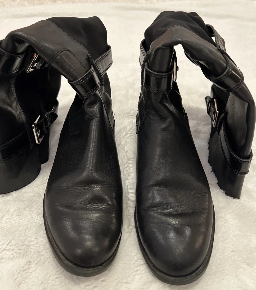 Calvin Klein Women’s Size 6.5 Leather Boots Hillary Stretch Black E7822 - Image 3 of 4