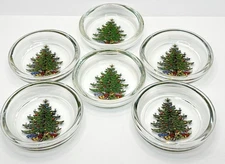 Set of 6 Cuthbertson Christmas Tree Glass Coasters