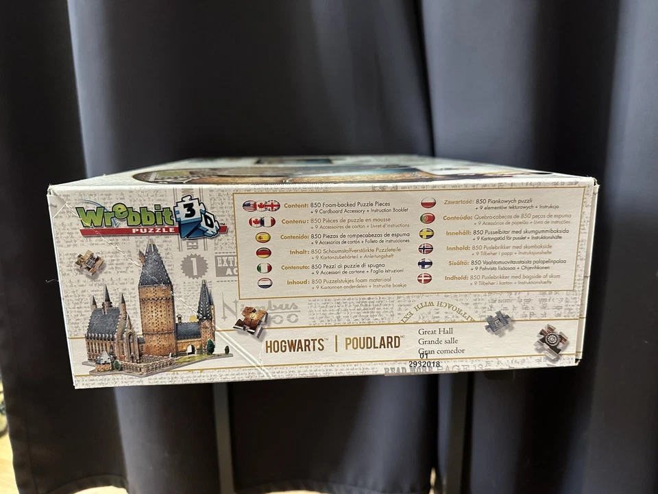 Quebra-cabeça Harry Potter Hogwarts Great Hall Wrebbit 3D 850 peças - Selado - Imagem 4 de 4