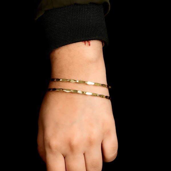 Alternate view of Hammered Layer Spiral Bangle Bracelet Gold Plated Dainty Minimalist Jewelry