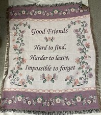 Collections Etc. Tapestry Throw Blanket Good Friends/ Flowers 50x60