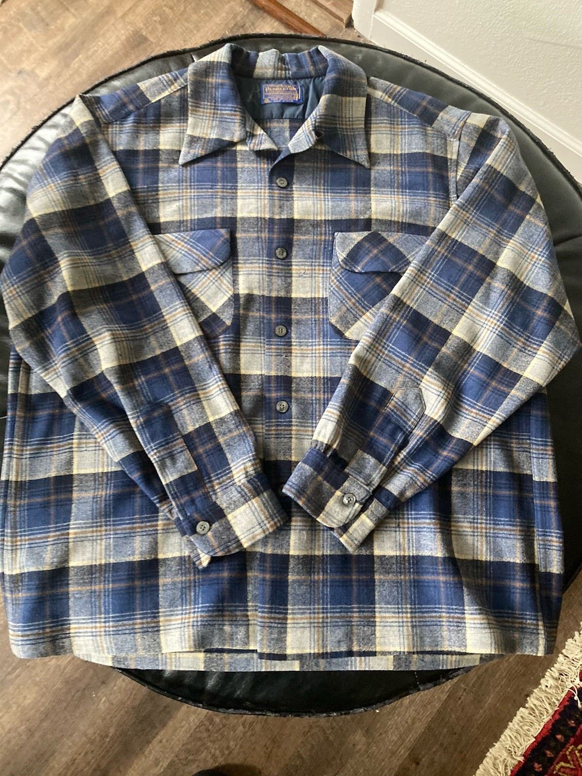 Vtg Pendleton USA Wool Shadow plaid Loop Collar F… - image 11