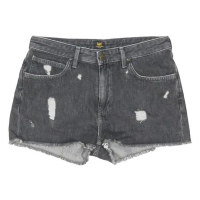 LEE Shorts en Jean Noir Délavé Cut-Off Femme Taille M W30 - Photo 1/4