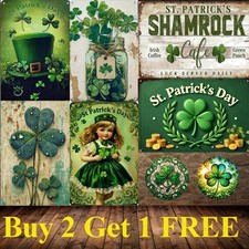 Vintage St.Patrick's Day Tin Sign Irish Clover Lucky Wall Art Home Bar Pub Decor