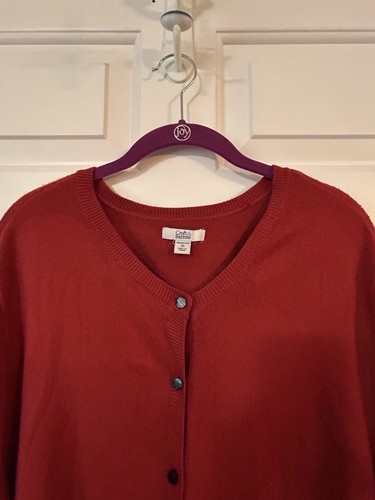 Croft & Barrow Women's Plus 3X Rust/Red Button Cardigan Knit Sweater Long Sleeve - Picture 5 of 18