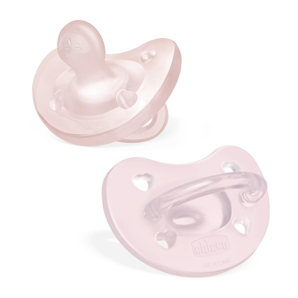 Chicco Silikon-Schnuller 2-6 Monate, 2 StüCk, Rosa, Physiologische Atmung,-image