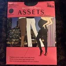 Assets by Sara Blakely Marvelous Mama Terrific Tights Black Opaque Stripe Size 2
