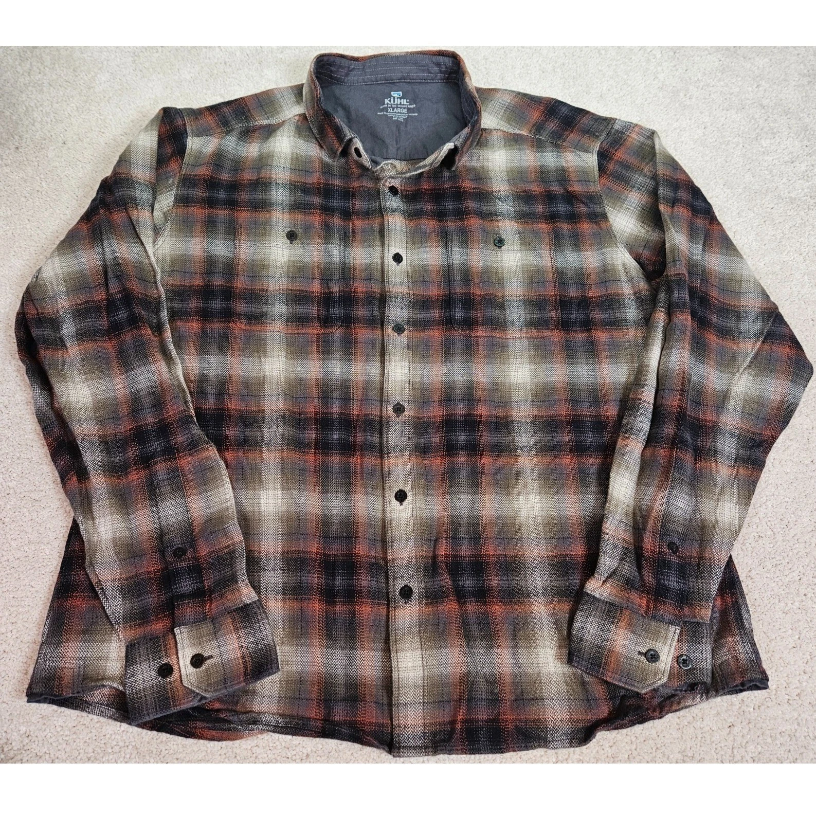Gorp Rugged Workwear Kuhl Shirt Mens XL Multitonal Plaid Flannel Outdoor Hiking