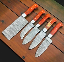 CUSTOM HAND MADE FORGE DAMASCUS STEEL CHEF SET KITCHEN KNIFE FI 526