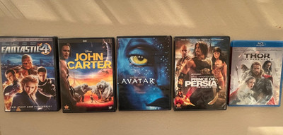 Action DVD Lot of 5 Thor Dark World Avatar John Carter Fantastic 4 Prince of Per
