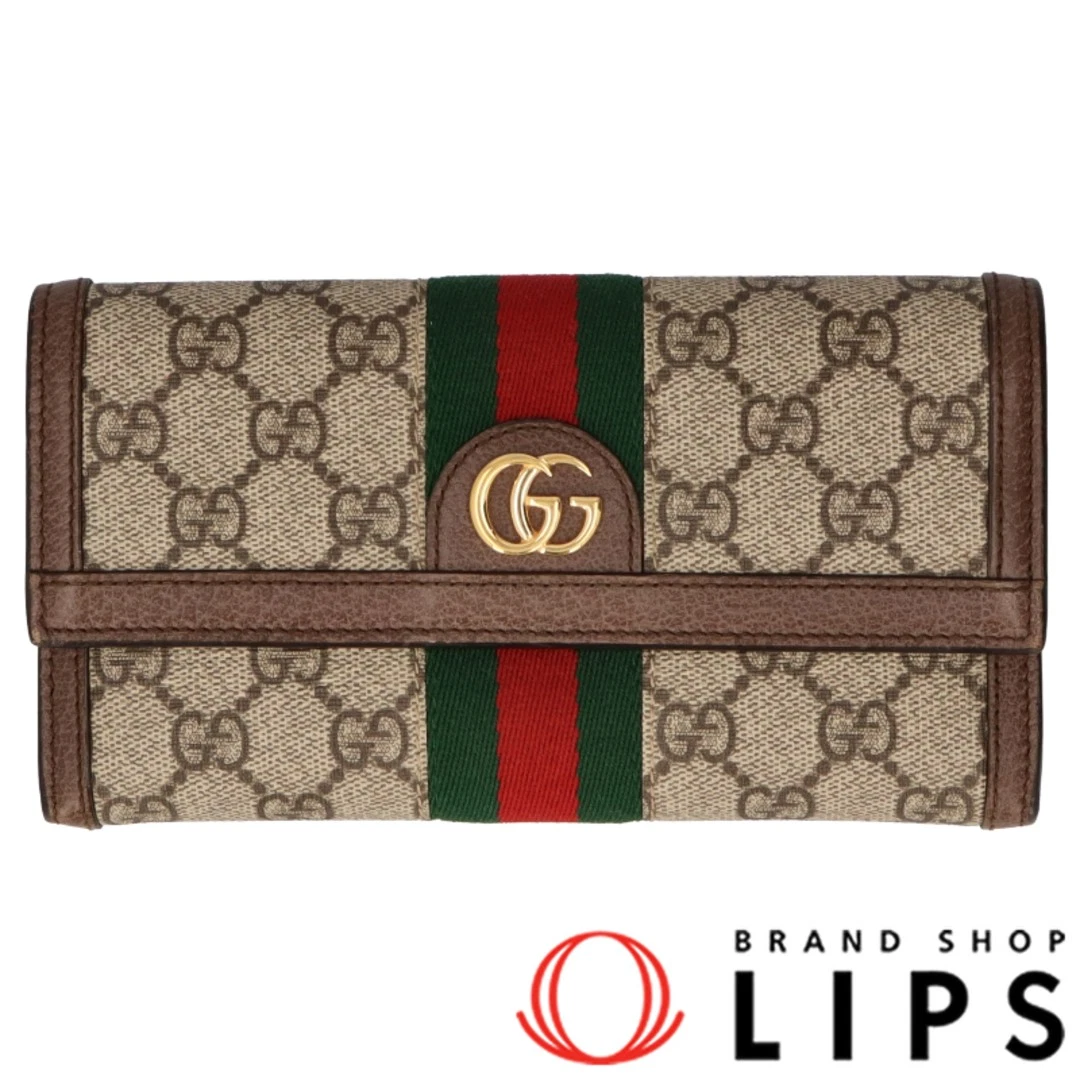 Portefeuille Gucci GG Continental 523153 96IWG 8745 GG Supreme pour femme beige/ébène [États Unis
