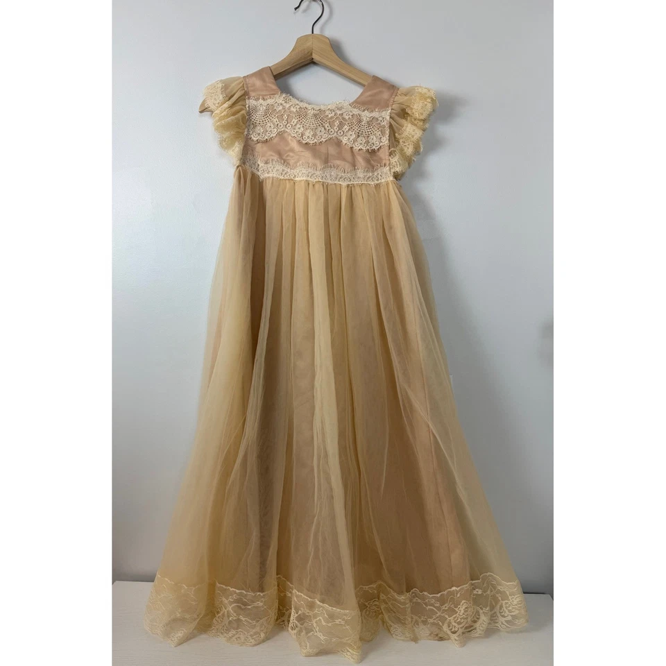 Vestido Trish Scully Niño Encaje Ribete Tul Flor Niña Vestido Desfile Talla 14 Foto 2 de 4