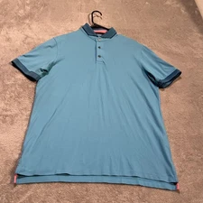 Greyson Polo Shirt Mens Medium Blue Pima Cotton Nylon Stretch Golf Performance