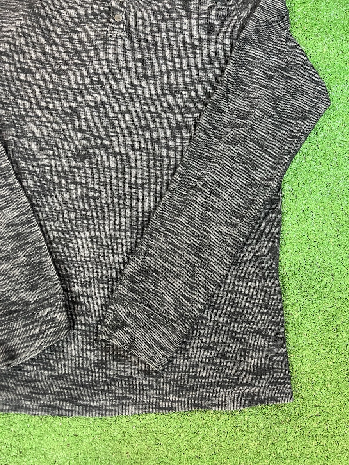 George Shirt Men Size S Heather Black Long Sleeve Henley Waffle Knit Casual Top image 2