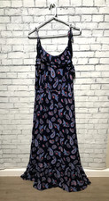 Westport, Women XL, Blue Floral Strap Boho Winkle Texture Maxi Dress Sundress